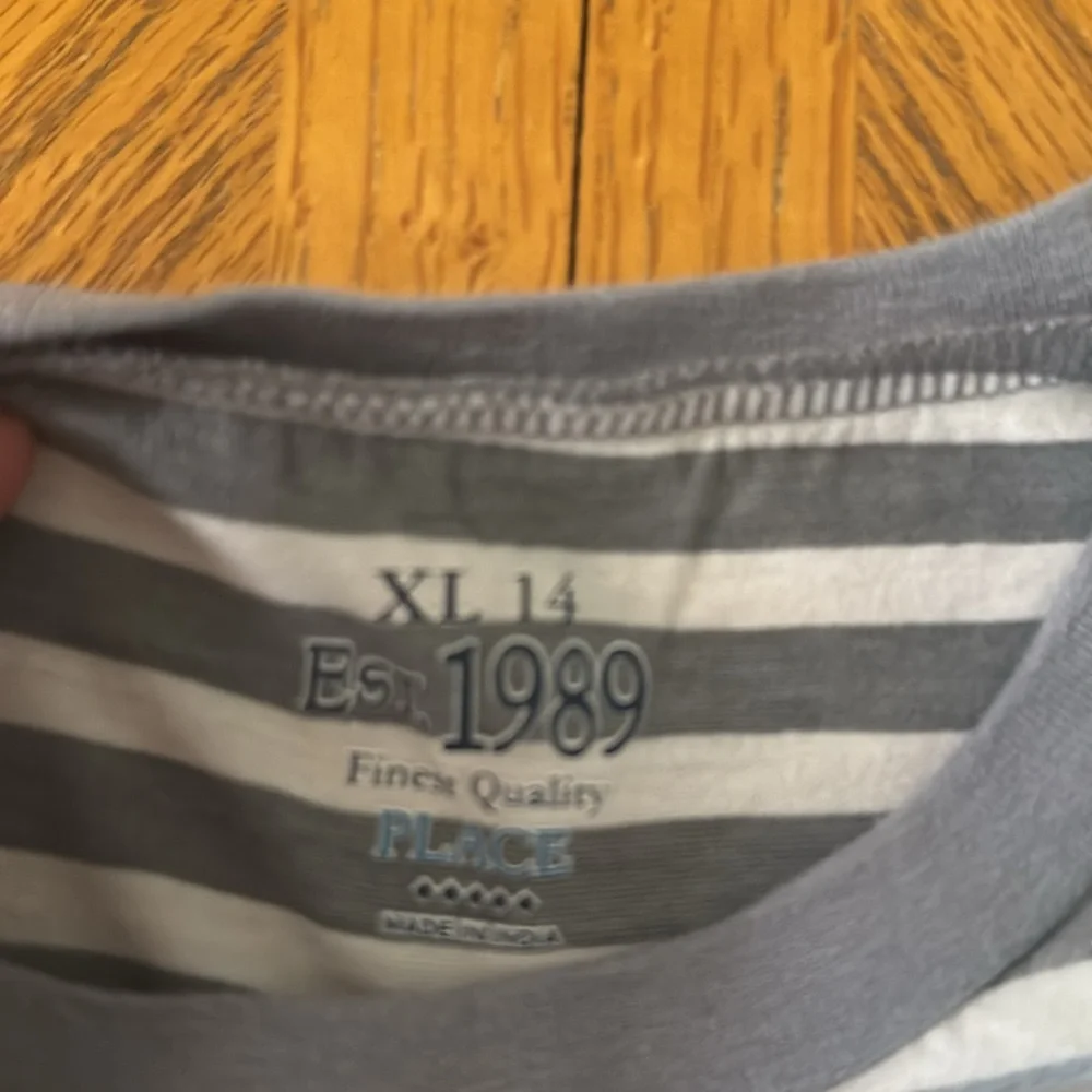 Children’s Place Blue and Gray Striped Surf's Up Tee